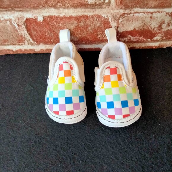 Vans Shoes Baby Size 1 Velcro Slip On Newborn Checkered - Picture 2 of 6